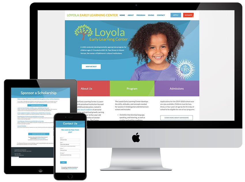 Loyola Early Learning Center Website Mockup - original before Harford Designs